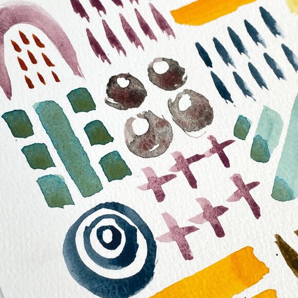 Sampler 1 Original Art Abstract Watercolor Painting on 8x8in Paper - Picture 4 of 6